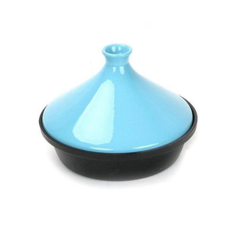 Pote Tagine de ferro fundido azul esmaltado marroquino